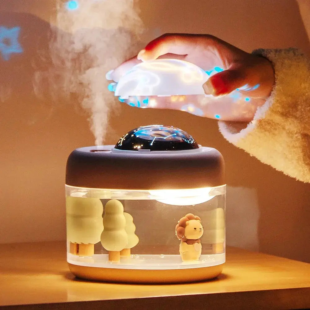 Wireless Projection Lamp & Humidifier - USB Rechargeable Starry Sky Diffuser - SPINGHAR