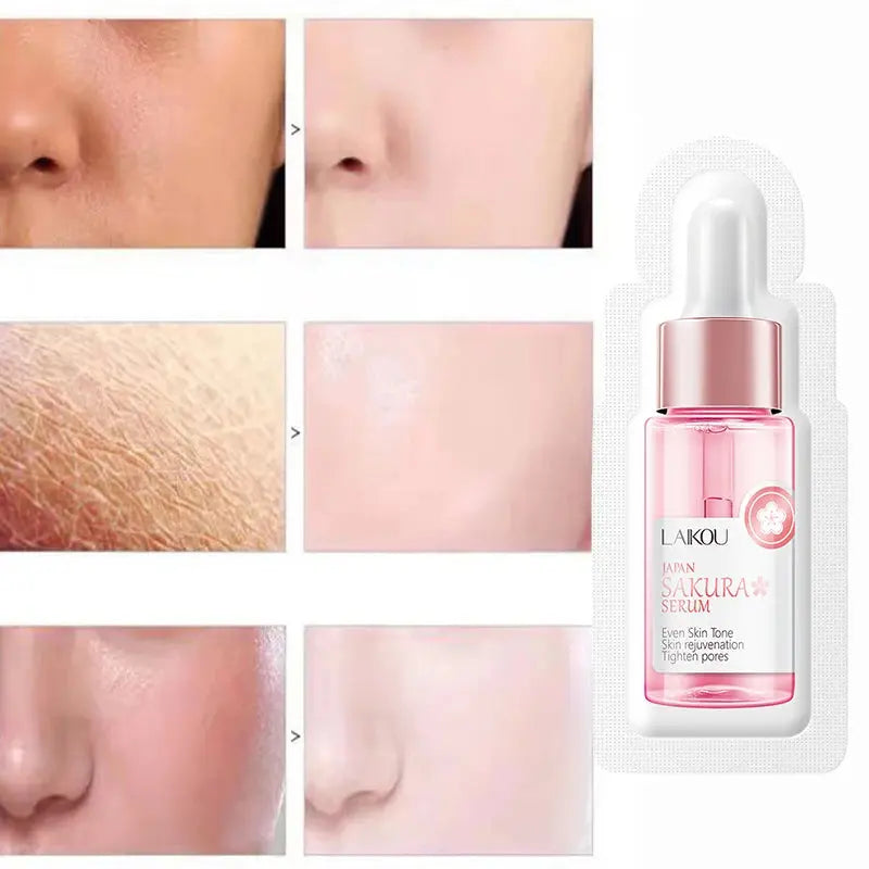 Sakura Face Care Serum Smooth Wrinkle Face Lifting Facial Serum Moisturizer Whitening Brighten Korean Skin Care Products 1.5ml*3 - SPINGHAR