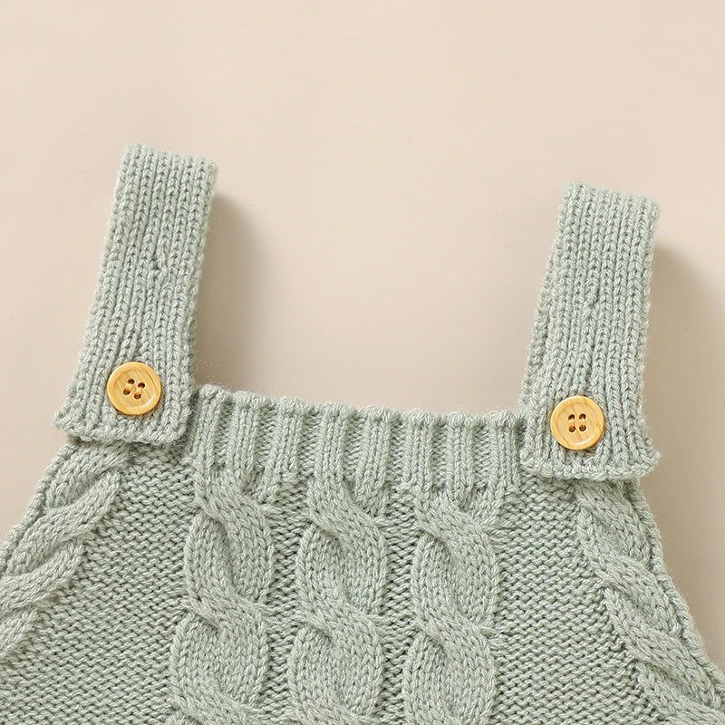 Infant Boys Girls Sleeveless Rompers Clothes 0-18m Newborn Babies Solid Color Knitted Jumpsuits Outfit Spring Fall Children Wear SPINGHAR