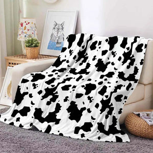 Cow Pattern Double-Sided Flannel Blanket - Soft Office Nap & Air Conditioning Blanket for Living Room & Sofa SPINGHAR