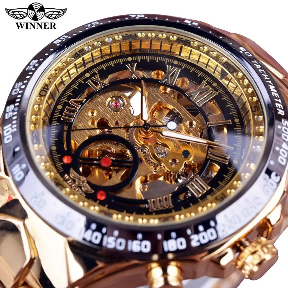 Winner Mechanical Sport Design Bezel Fashion Watch Mens Watches Top Brand Luxury Montre Homme Clock Men Automatic Skeleton Watch - SPINGHAR