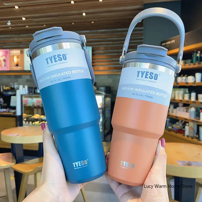 Tyeso Coffee Cup Thermos Bottle Stainless Steel Double-layer Insulation Cold And Hot Travel Mug Vacuum Flask Car Water Bottle SPINGHAR