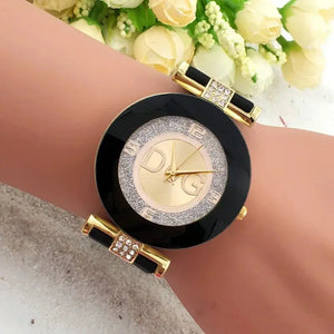 Women's Quartz Watches Silicone Strap Simplicity Rhinestone Design Female Casual Wrist Watch Fashion Luxury Brand Black DQG - SPINGHAR