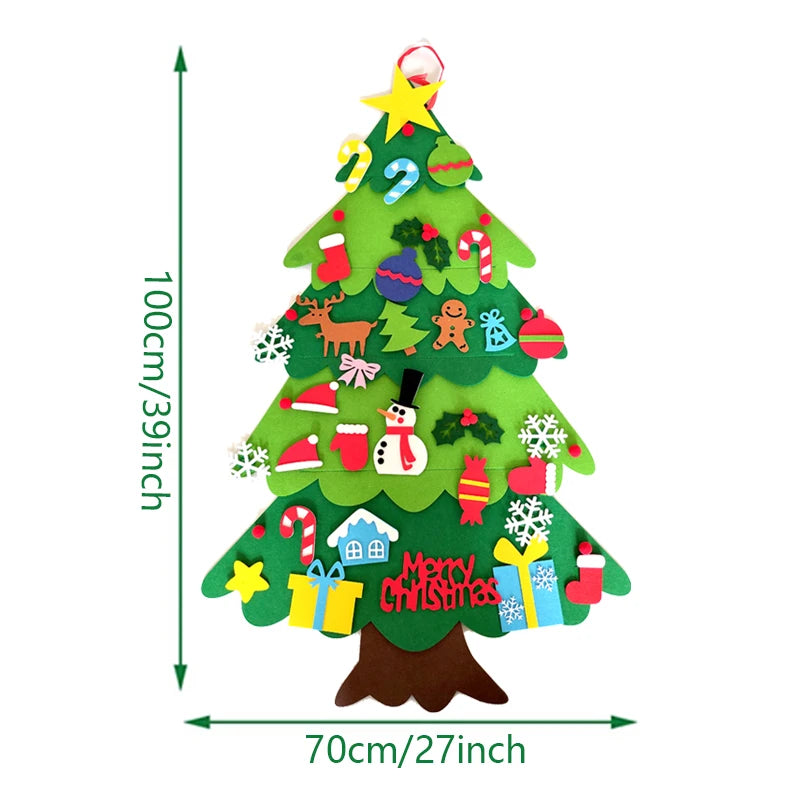 DIY Felt Christmas Tree Christmas Decoration for Home Navidad 2022 New Year Christmas Ornaments Santa Claus Xmas Kids Gifts SPINGHAR