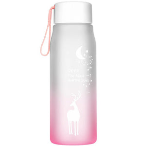 500ml/Pcs Simple Deer Plastic Watter Bottle Fashion Moon Star Pattern Portable Drinkwear Sport Exercise Leak Proof Drink Bottle SPINGHAR