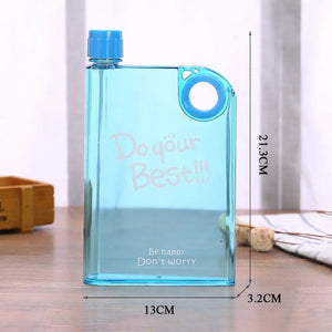 380ML Transparent Flat Water Bottle Plastic Travel Bicycle Drinking Juice Cup Reusable Portable Bottles BPA Free Sport Bottle SPINGHAR