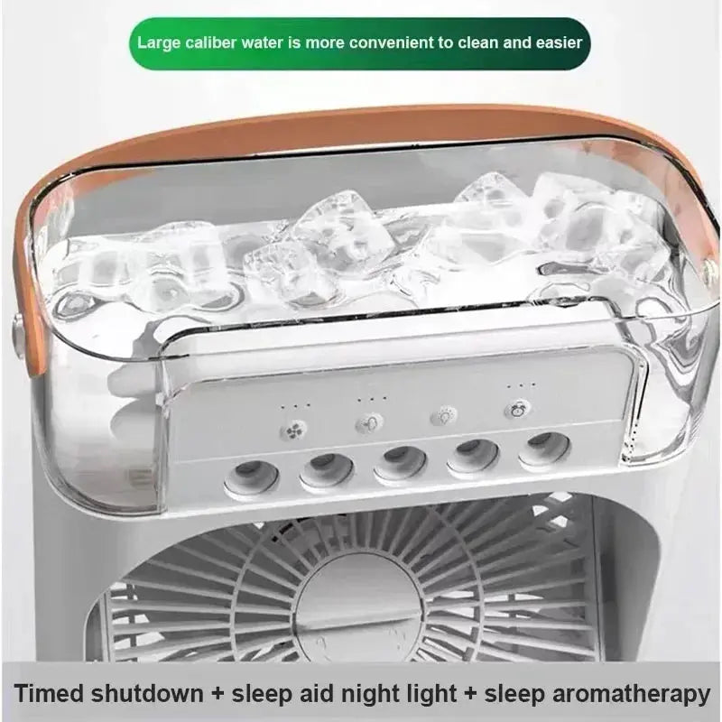 3 In 1 Fan AIr Conditioner Household Small Air Cooler LED Night Light Portable Humidifier Air Adjustment Fan Office Home Fan New - SPINGHAR