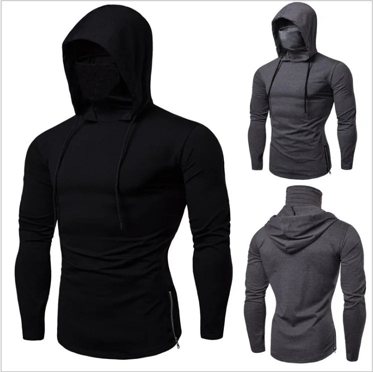 Factory Direct Sales Solid Color Autumn Leisure Fitness Sweatshirt Men's Thin Sweater Hooded Long-sleeved Hoodie SPINGHAR