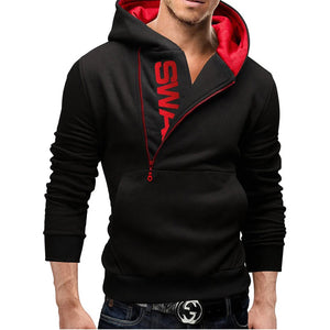 Mans Spring and Autumn Hoodies Letter Fleece Hooded Sweatshirt Patchwork Color Warm Plus Velvet Zipper Hoodies 6XL SPINGHAR