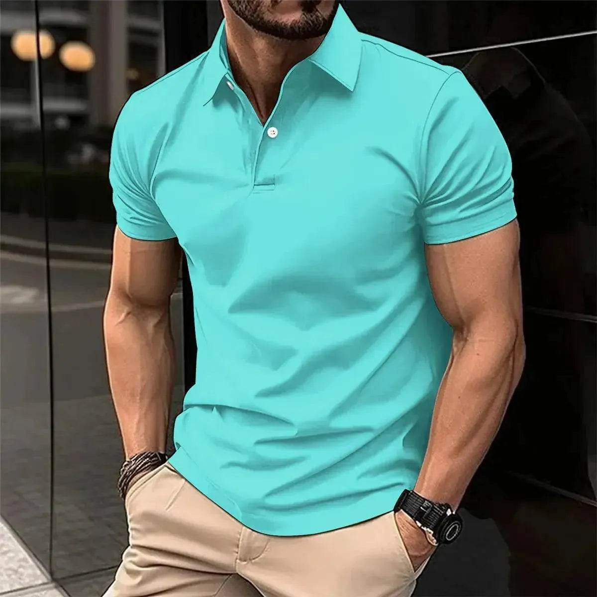 Best-Selling Men's Summer Solid Color Polo Shirt - Slim Fit Business Casual - SPINGHAR