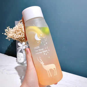 500ml/Pcs Simple Deer Plastic Watter Bottle Fashion Moon Star Pattern Portable Drinkwear Sport Exercise Leak Proof Drink Bottle SPINGHAR