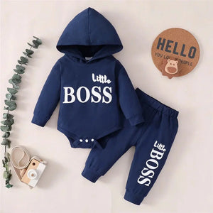 0-24 Months Newborn Baby Boy 2PCS Clothes Set Letter print Long Sleeve Hoodie Romper+Pants Toddler Boy Cute Spring&Autumn Outfit - SPINGHAR