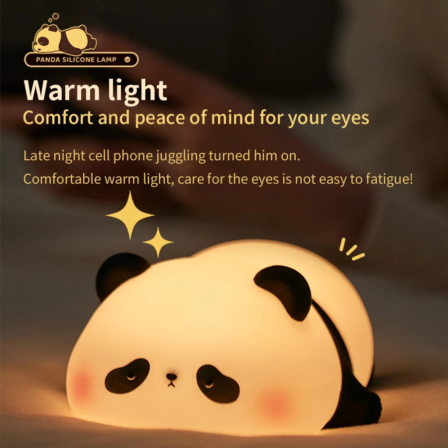 New Mini Panda Small Night Light Creative Living Room Cute Panda Pat 3-speed Adjustable Light Desktop Decoration Cartoon Gift SPINGHAR