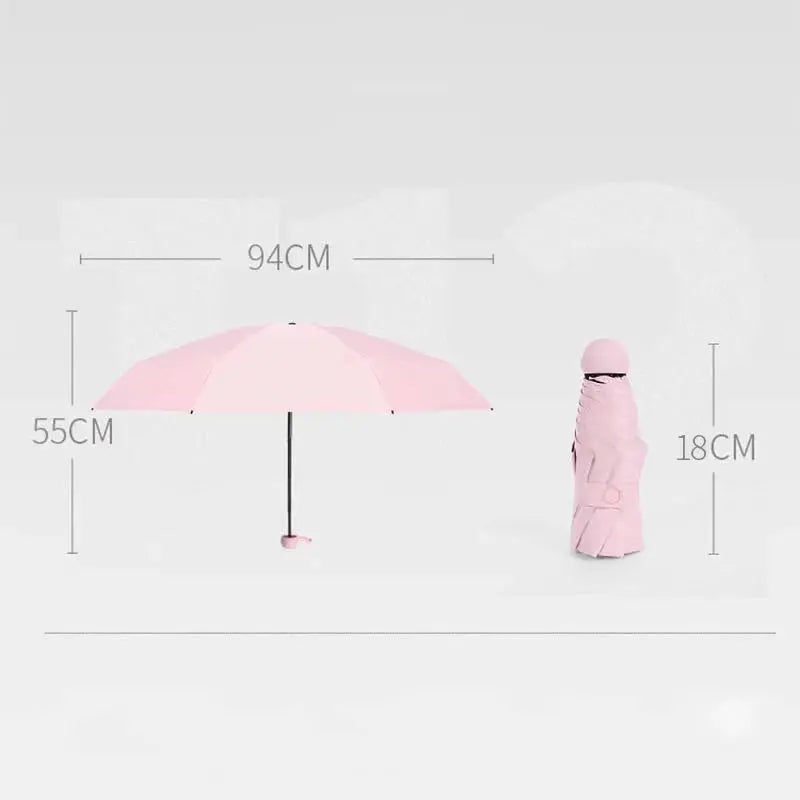 Capsule Umbrella Portable Mini Sunshade Sunscreen Rain Umbrella Black Rubber Alloy Handle Foldable Sun Rain Dual Use Capsule Umb - SPINGHAR