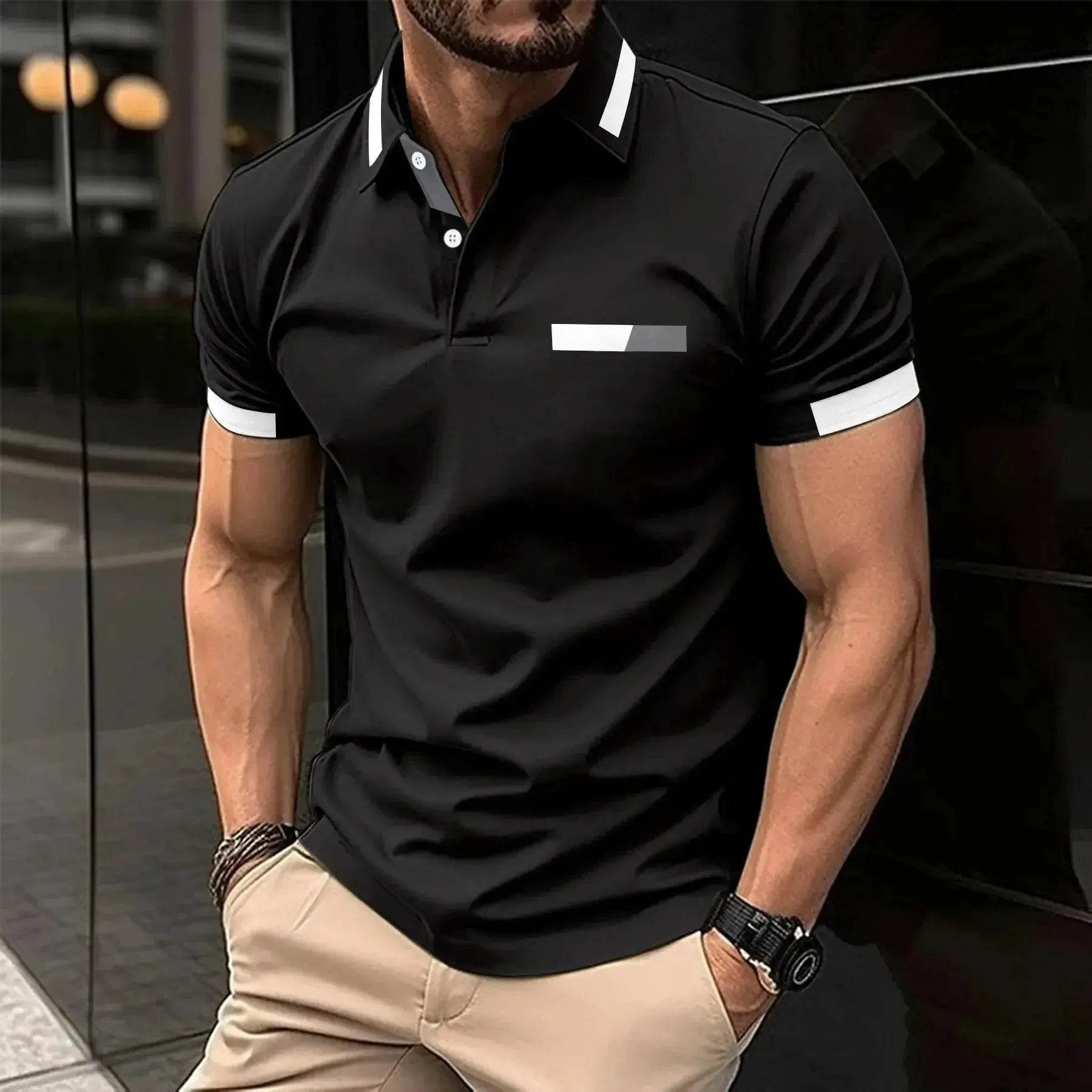 Best-Selling Men's Summer Polo Shirt - Solid Color Short Sleeve Golf Shirt - SPINGHAR