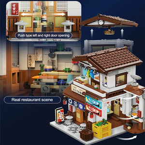 Cada LED City Japanese Style Canteen House Architecture Building Blocks Late Night Canteen Figures Bricks Toys for Kid Gifts SPINGHAR