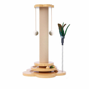 "Solid Wood Cat Turntable Toy with Sisal Scratching Board" SPINGHAR