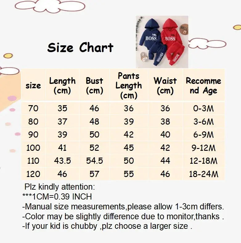 0-24 Months Newborn Baby Boy 2PCS Clothes Set Letter print Long Sleeve Hoodie Romper+Pants Toddler Boy Cute Spring&Autumn Outfit - SPINGHAR