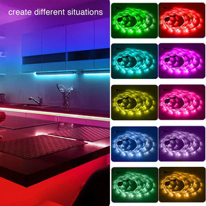 EU Plug LED Strip Light RGB 5050 Music Sync Color Changing APP Control DC 12V LED Lights Flexible Lamp Tape for TV Backlight SPINGHAR