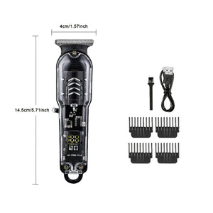 Transparent Body Electric Hair Clipper Professional Trimmer USB Rechargeable Hair Cutting Machine For Men Holiday Gift For Him SPINGHAR