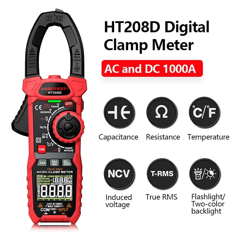 HT208A/D True RMS Digital Clamp Meter - SPINGHAR