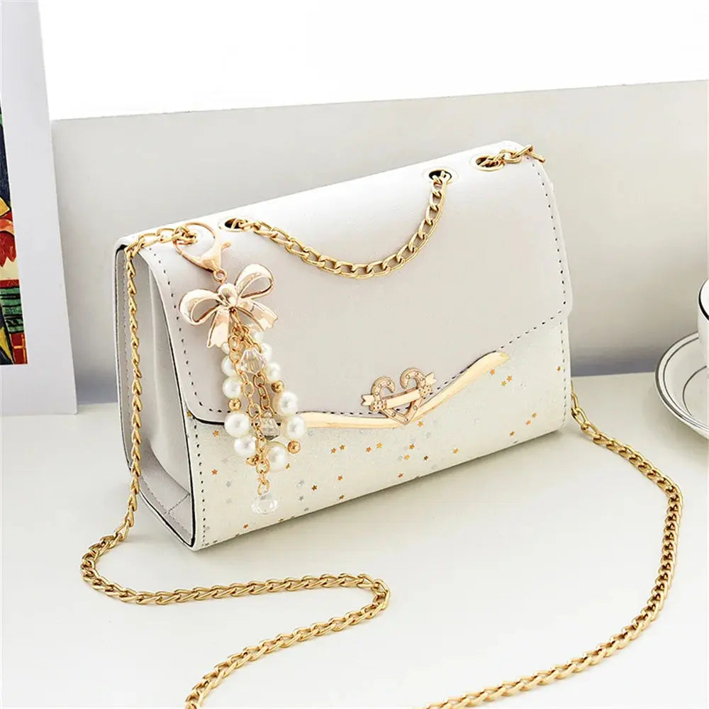 Trendy Sequin Messenger Bag for Women with Tassel Pendant - SPINGHAR