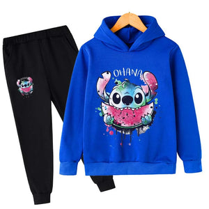 Baby Stitch Clothing Sets Children 1-16 Years Suit Boys Tracksuits Kids Brand Sport Suits Stich Hoodies Tops +Pants 2pcs Set SPINGHAR