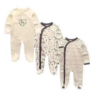 Kiddiezoom 3 Pcs/Lot Autumn Winter Unisex Cartoon Long Sleeve Baby Boy Girl Romper 100%Cotton Soft Newborn Jumpsuits Clothing - SPINGHAR