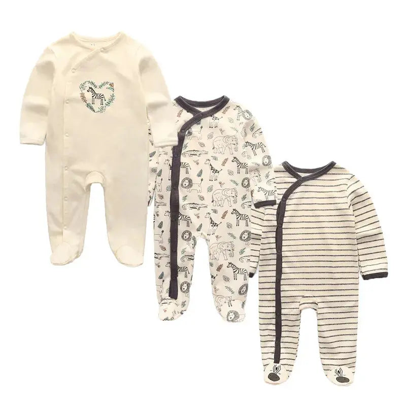 Kiddiezoom 3 Pcs/Lot Autumn Winter Unisex Cartoon Long Sleeve Baby Boy Girl Romper 100%Cotton Soft Newborn Jumpsuits Clothing - SPINGHAR