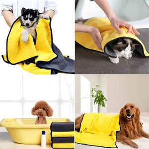 Quick Drying Dog And Cat Towels Soft Fiber Towels Absorbent Bath Towel Pet Bathrobe Convenient Cleaning Towel Pet Supplies SPINGHAR