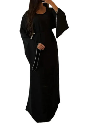 Eid Ramadan Party Dress - Muslim Abaya with Diamond Sleeves - SPINGHAR