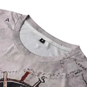 Men's Vintage Nautical Map Compass Print T-Shirt | Casual Loose Fit Short Sleeve Tee for Summer - SPINGHAR