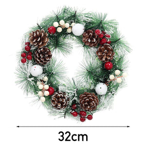 32cm Snowflake Pine Cone Christmas Artificial Wreath SPINGHAR