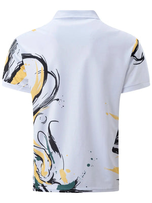 Summer Men's Short Sleeve Polo Shirt - Colorful Print Casual T-Shirt - SPINGHAR