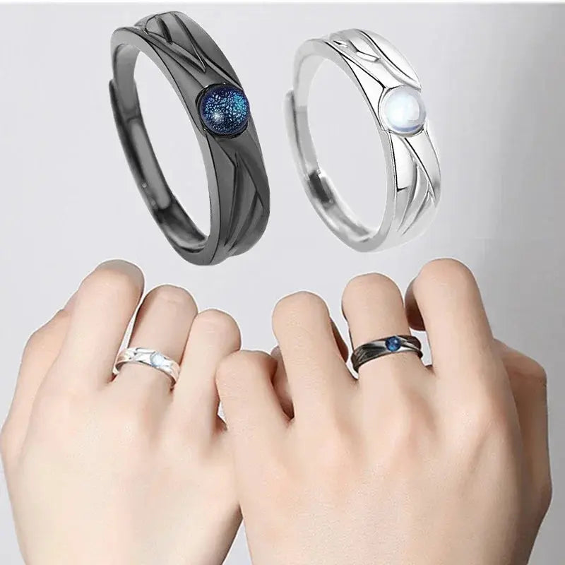 Trendy Demons and Angels Adjustable Couple Rings Set - SPINGHAR