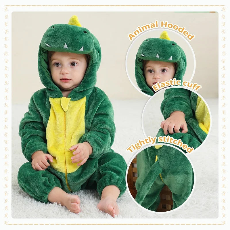 MICHLEY Halloween Winter Baby Rompers Hooded Flannel Toddler Infant Clothes Overall Bodysuits Jumpsuit Costume For Kids Girl Boy SPINGHAR