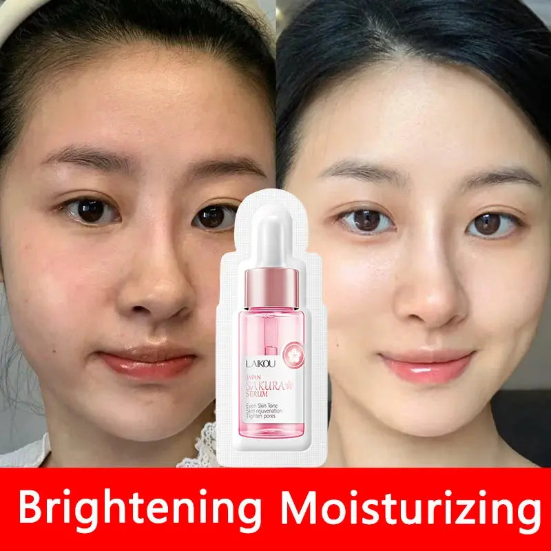 Sakura Face Care Serum Smooth Wrinkle Face Lifting Facial Serum Moisturizer Whitening Brighten Korean Skin Care Products 1.5ml*3 - SPINGHAR