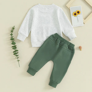 2023-10-18 Lioraitiin 0-3Y Toddler Boy Girl Football Outfits Letters Embroidery Sweatshirts Top Pants Set Game Day Clothes SPINGHAR