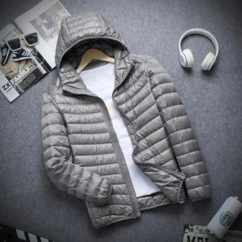 New Brand Autumn Winter Light Down Jacket Men's Fashion Hooded Short Large Ultra-thin Lightweight Youth Slim Coat Down Jackets - SPINGHAR