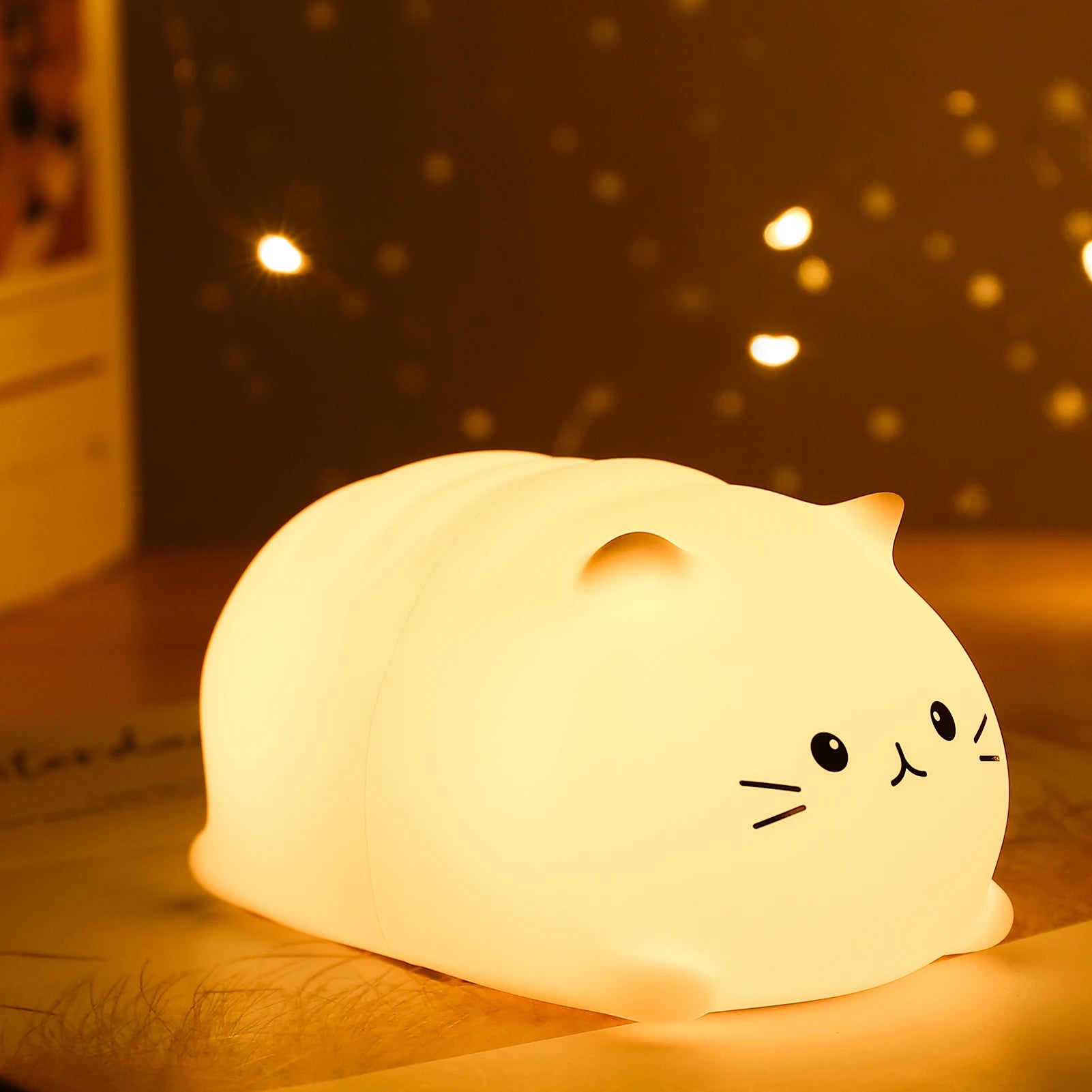 Kawaii Lampa Nightlights Colorful Color Changing Timing Nursing Lamp Cute Cat Night Light Christmas Gift Kid Child Baby Room Led SPINGHAR