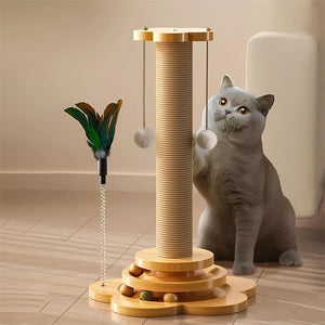 "Solid Wood Cat Turntable Toy with Sisal Scratching Board" SPINGHAR