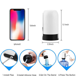 1pcWhite/Black Water Bottle Pump USB Charging Auto Switch Drinking Dispenser Charging One Click Auto Switch Drink Pump Dispenser - SPINGHAR