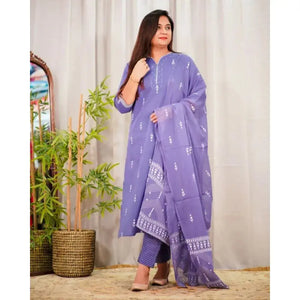 Purple Pakistani Women Indian Handmade Cotton Salwar Suit Kurta Gift Dress Set - SPINGHAR