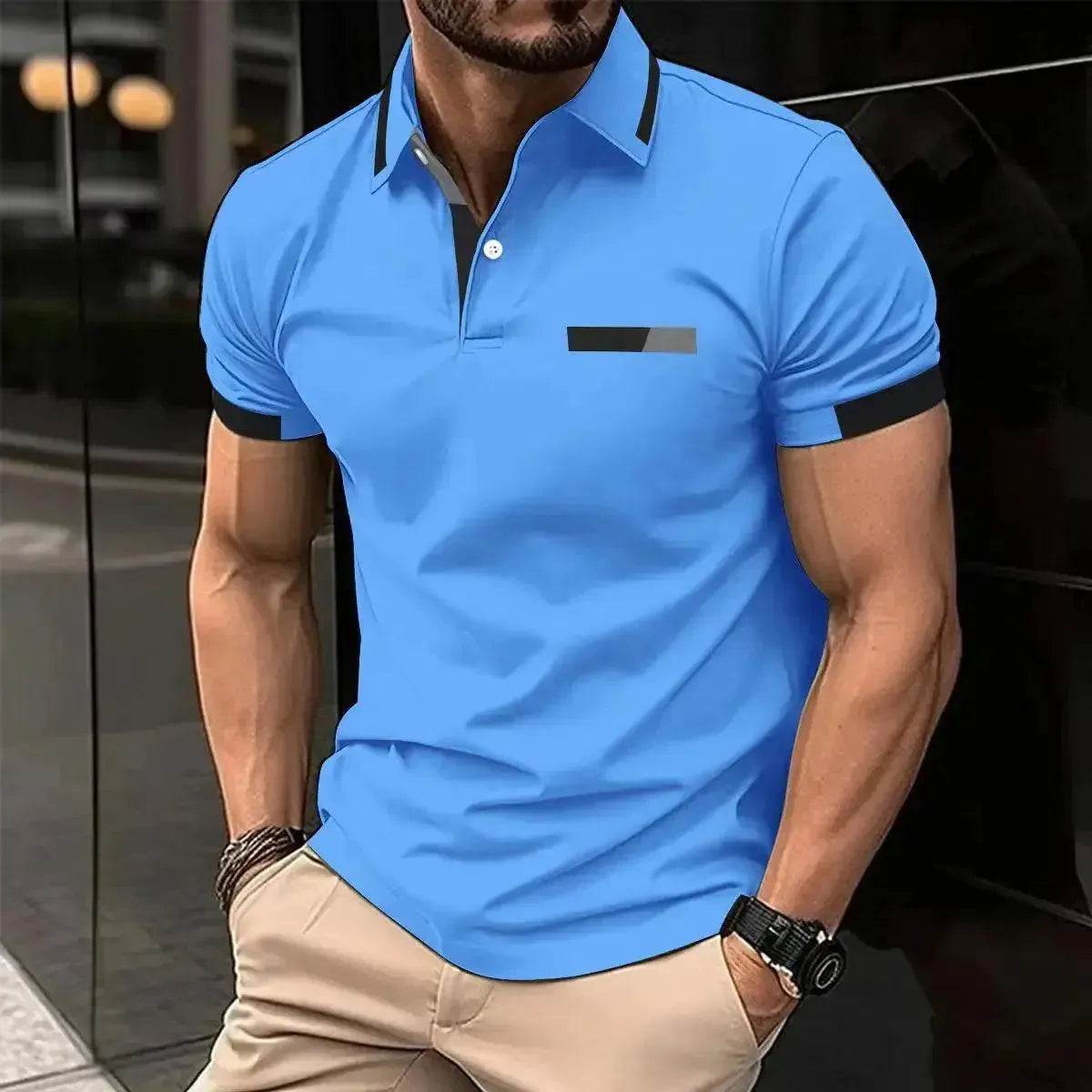 Best-Selling Men's Summer Polo Shirt - Solid Color Short Sleeve Golf Shirt - SPINGHAR