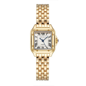 Women's Fashion Square Watches Gold Alloy Strap 2024 Luxury Ladies Quartz Wristwatches Qualities Female Roman Scale Clock - SPINGHAR