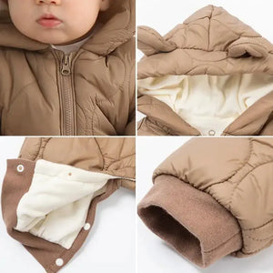 Newborn Baby Romper Winter Thicken Cotton Jumpsuit Infant Onesie Fleece Lining Hooded Rompers for Boy Girl Clothes Kids Outfit - SPINGHAR