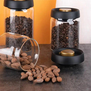 Coffee Beans Vacuum Sealed Tank Transparent Glass Food Storage Jars Household Moisture-proof Air Extraction Airtight Container - SPINGHAR