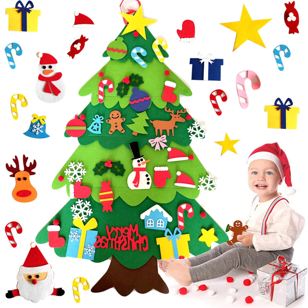 DIY Felt Christmas Tree Christmas Decoration for Home Navidad 2022 New Year Christmas Ornaments Santa Claus Xmas Kids Gifts SPINGHAR