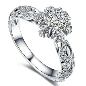 Delysia King Accessories for Women Jewelry Round Flower Crystal Wedding Rings - SPINGHAR