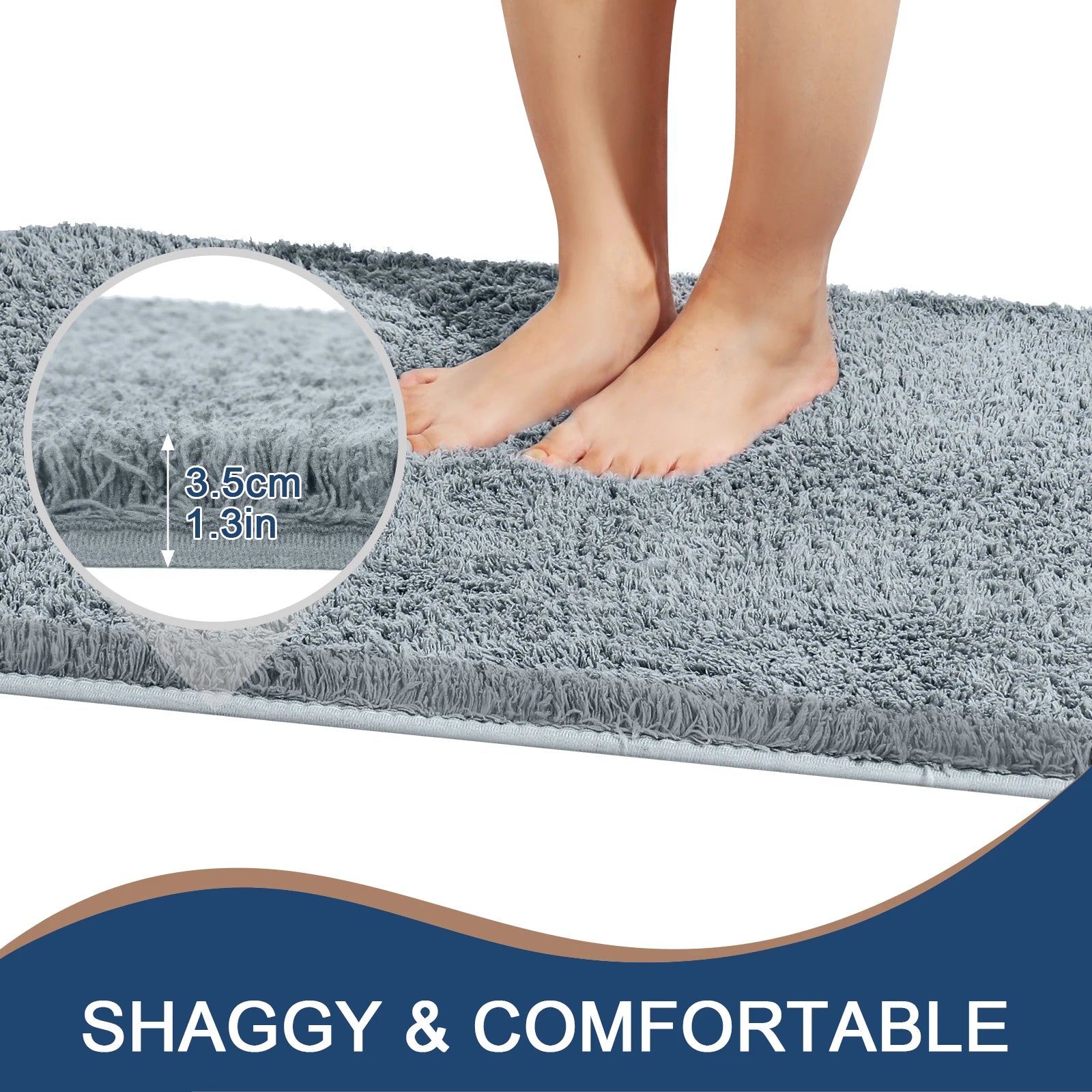 Microfiber Foot Mat Bathroom Rug Anti Slip Bath Mats Absorbent Bathroom Mat Soft Fluffy Plush Shaggy Bathroom Rugs and Floor Mat SPINGHAR